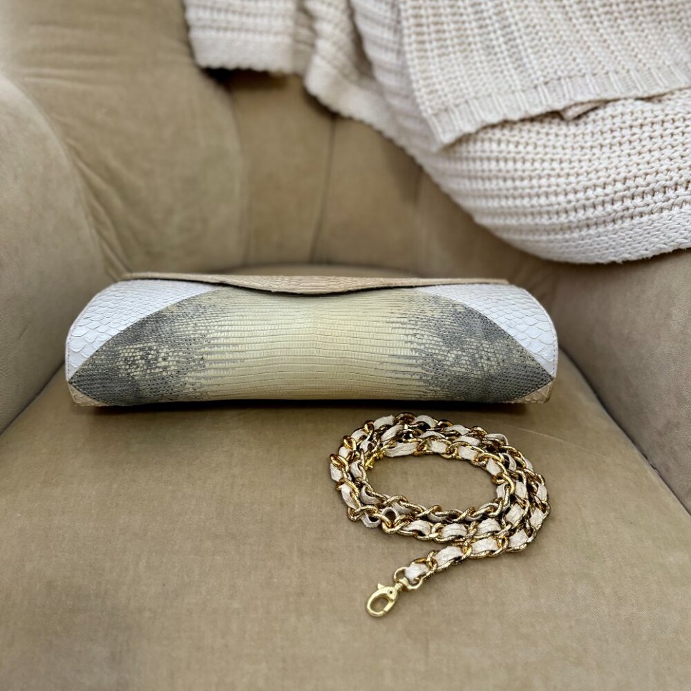 Vtg Auth Eileen Kramer Genuine Python Color Block… - image 5